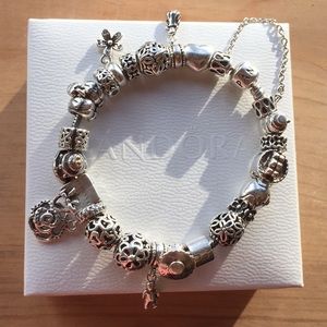 Silver Pandora Charm Bracelet FULL